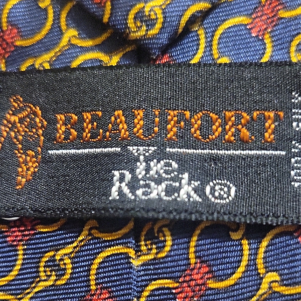 Beaufort Tie Rack Blue and Gold Patterned Men's 100% Silk Tie